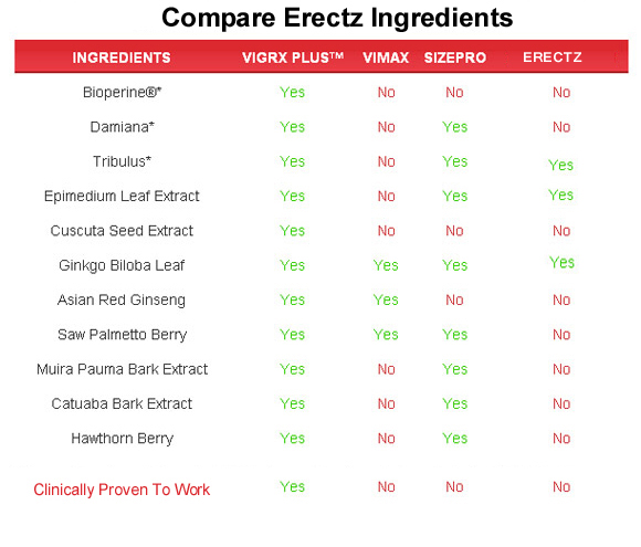 erectz  ingredients