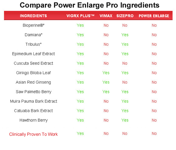 power enlarge pro  ingredients