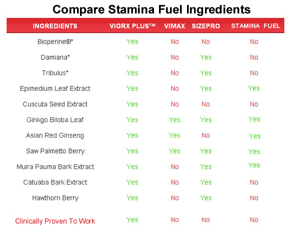 Stamina Fuel  ingredients